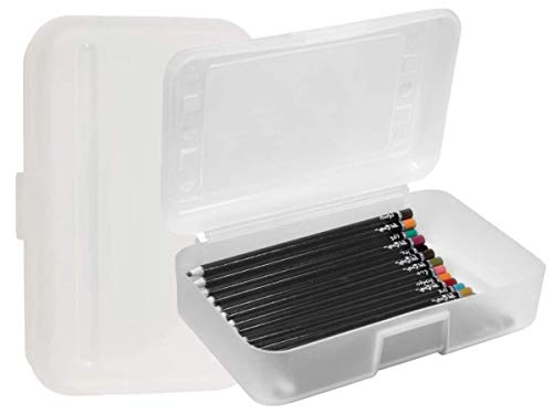 1InTheoffice Pencil Box, Translucent Clear (2 Pack)