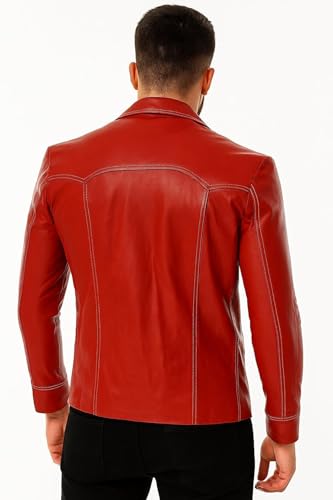 Prime-Fashion Tyler Mayhem Red Retro Brad Motorcycle Club Biker Leather Jacket2