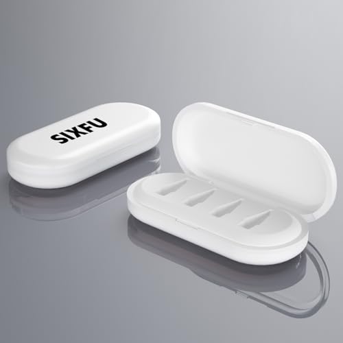 Image of SIXFU Portable Storage Box Case for Apple Pencil Tips, Apple Pencil Pro / 2nd Generation / 1st Generation /USB-C Tips Case.(4 Tip Slot,White+White)