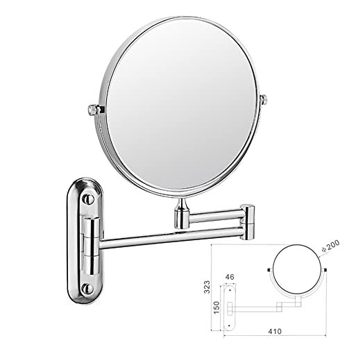 Beauty Mirror,10X Hotel Bathroom Wall Mounted Makeup Mirror, 8 Inch Extendable Mirror Foldable Telescopic Magnifying Double-Sided Shaving Mirror for Bathroom Vanity Antique 6 inches 5X