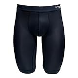 [グレイブボールト] メンズアンダーウェア ナイロン素材 ロングボクサーパンツ M/L (M, Pnaleブラック)