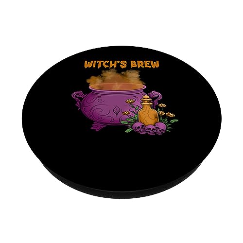 Witch's Brew Spooky Halloween Creepy Ghostly Design PopSockets Swappable PopGrip, Black - Image 2