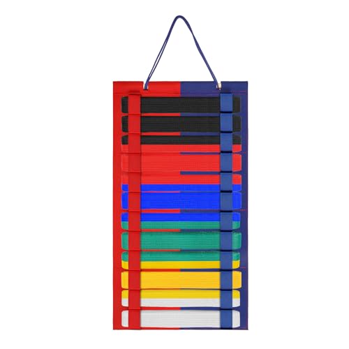 OGANAZI Felt 12 Belts Martial Arts Belts Rack, Red&Blue Collision Karate Belt Display Holder...