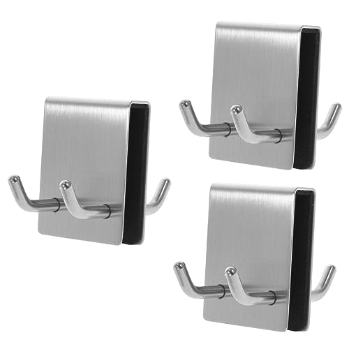 VILLFUL 3pcs Glass Door Hook Towel Hanger for Bathroom Suction Cup Hangers Bathroom Hooks for Towels Key Hooks Door Hook Hanger Towel Hooks Black Shower Hook Silver Stainless Steel