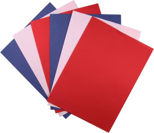Image of KCS 4 /6 pc of 12 inch x 18 inch(30cmx45cm) 16 Count Cotton Aida Cloth Cross Stitch Fabric (6 pc,Royal Blue+Pink+Red)