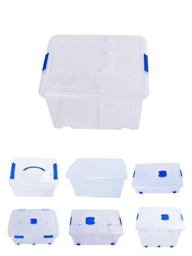 Jardin202   Cajas de Almacenamiento Transparentes con Tapa Azul | Caja de ordenación | Unidad (16L)