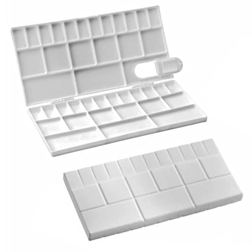 Image of Faded Folding Plastic Paint Palette - Compact Mixing Tray for Watercolor, Gouache, Acrylic & Oil Paint - Ideal for Professional Artists, Students & DIY Painting Projects (Medium)
