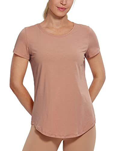 CRZ YOGA Pima Cotton Womens Short Sleeve Shirt Loose Yoga T-Shirt Casual Tops