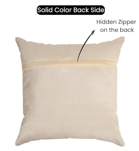 Image of DEVSANG Foil Velvet Cushion Covers 16 inch x 16 inch Set of 2 pc, Cream
