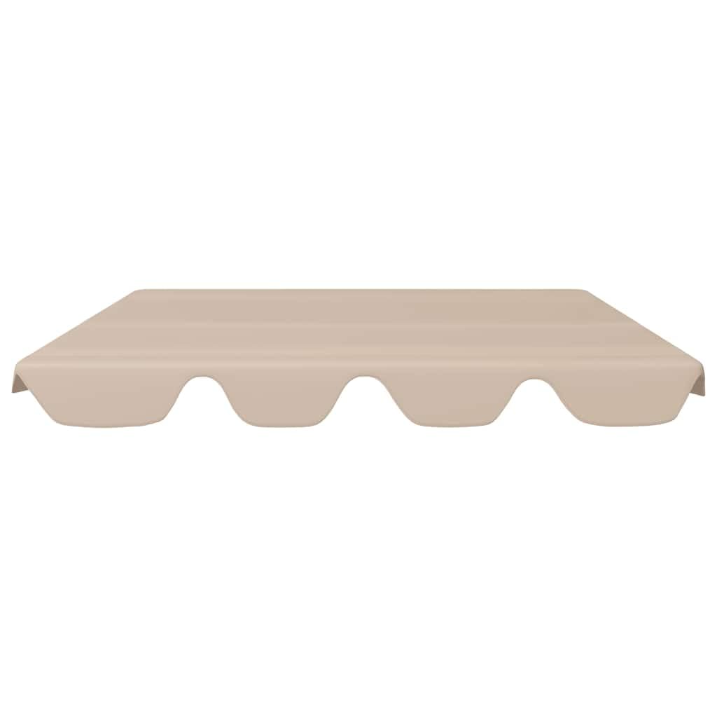 Toit de rechange pour balancelle de jardin beige, housse de rechange imperméable en polyester avec revêtement en PVC, 150/130 x 105/70 cm, protection UV