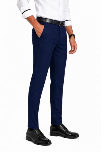Image of Men's Slim Fit Formal Trousers | Office & Business Wear | Men's Solid Formal Pants (256)