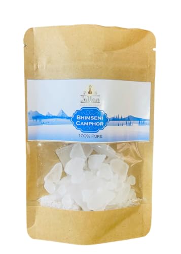 Image of Jallan Pure Natural Bhimseni Camphor 50g Pack| 100% Organic and Original Kapoor| Purifying & Pleasant Fragrance for Pooja, Hawan, Air Freshener| Use for Camphor Diffuser Electric