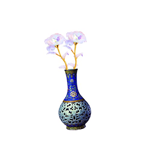 LABRIMP 2 Pçs Rosa Presente Decoração De Vidro Rosas Artificiais Folha Rosa Flor 24K Rosa Rosa Artif