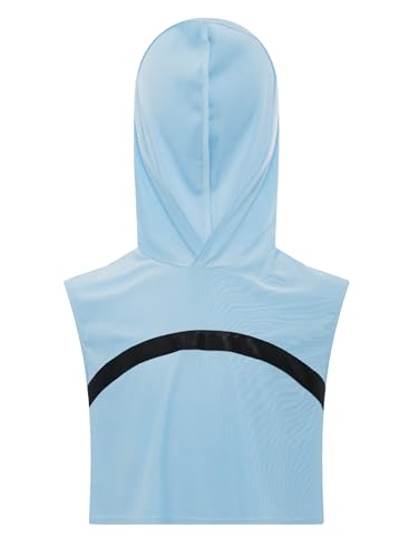 YiZYiF Kids Girls Sleeveless Hooded Crop Top Colorblock Cropped Hoodies Quickdrying Athletic Shirt