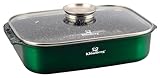 Bratpfanne, Bratentopf mit Deckel, groß, 6L, Antihaftbeschichtung, Schwanenhals (Grun)