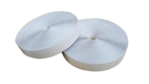 Hongxin LAttice Crochet et Boucle de Fixation Bande de adhésif autocollant, 2.5cm x 10m, 10 meter de long, (10m crochet & 10m boucle), 25 mm. de large, Blanc