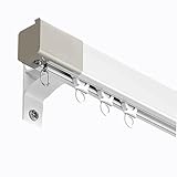 Sistemi Di Scorrevole Binario Tende da Doccia Binario per Tende a Soffitto Silenzioso e Resistente per Finestra Bagno Camera da Letto(White (side),110cm(43.3″))