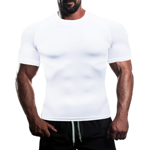 HYCOPROT Men's Compression Shirts Short Sleeve Athletic Workout T-Shirt Cool Dry Sports Baselayer Running Undershirts Tops2