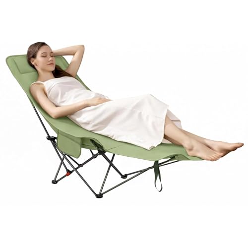 Image of 3-Position Reclining Camp Use Chair | Outdoor Seat for Picnic & Fishing Adjustable High Back Folding | Lounge Chair Portable Lightweight | Green