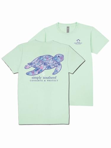 Simply Southern Sea Turtle T-Shirt, Conserve and Protect Design, Mint Green - Youth T-Shirt
