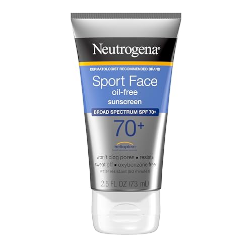 Neutrogena Sport Face Sunscreen SPF 70+, Oil-Free, 2.5 fl oz, Sweat & Water-Resistant,...