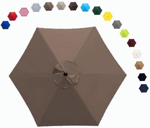 Replacement 2.0M Sun Umbrella Canopy - 6 Ribs Outdoor Patio Cover, Black & Dark Green - Ideal for Garden Sun Protection & Weather Resistance