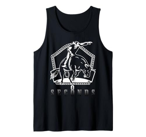 Cowboy Bull Riding Pregúntame en ocho segundos Western Rider Camiseta sin Mangas