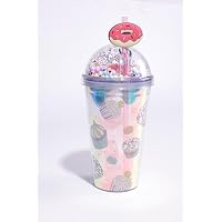 SUMMER Trinkbecher Mit Deckel & Halm – Wiederverwendbar, Doppelwandig, Auslaufsicher, 450 Ml, Buntes Design