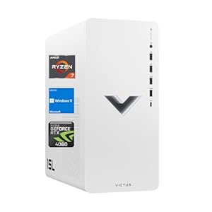 HP Victus 15L Ryzen 7 RTX 4060 Gaming Desktop, AMD Ryzen 7 5700G (Beats Intel i7-12650H), GeForce RTX 4060, 16GB RAM, 1TB SSD, HDMI, DP Port, RJ45, Wi-Fi 6, Windows 11 Home, White