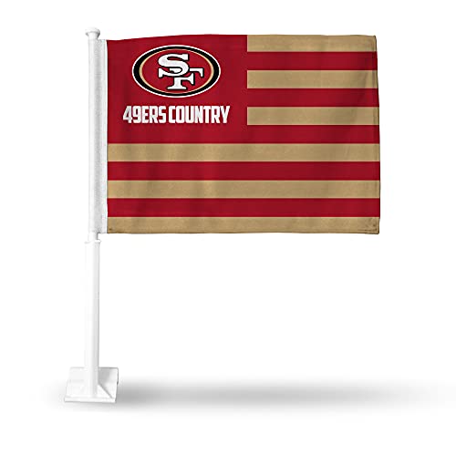 Rico Industries NFL San Francisco 49ers Country Double Sided Car Flag Double Sided Car Flag - 16' x 19' - Strong Pole that Hooks Onto Car/Truck/Automobile