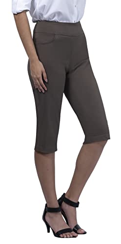 Women's Work Causal Millennium Super Stretch Criss Cross Career Dress Pull On Capri with Two Front Pockets2