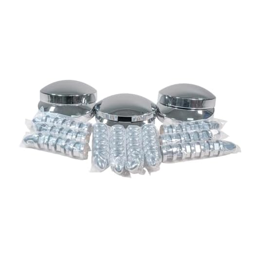 Mytee Products Steel Chrome Axle Wheel Cover Set - Includes (2) Front Hub Caps, (4) Rear Hub Caps, (60) Lug Nut Covers 33mm for Semi Truck | Axle Cover Combo Kit