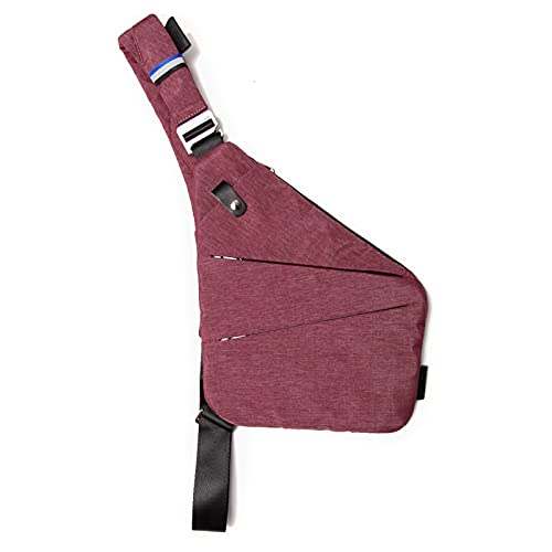 NIID Sling Crossbody Bag Slim Concealed Shoulder Backpack Underarm Armpit Portable Chest Bag Casual Daypack for Travel Work (Red)