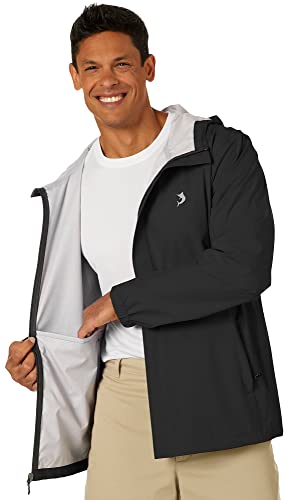 Reel Legends Mens Solid Waterproof Rain Jacket Large Jet Black #TOP2