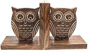 Etroves Book Ends 6 Inch Wooden Bookend For Book Shelves Home Office Heavy Books, Book Shelf Holder, Home Decorative, Book Stoppers, Book Holder, Set Of 2 White Owl Design #TOP4