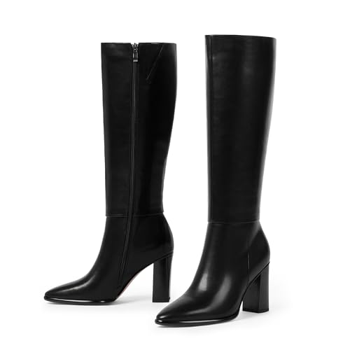 Knee High Boots for Women Pointed Toe Chunky Heel Tall Boots,Black,6.5 by Easyfox - Used condition - Image 3