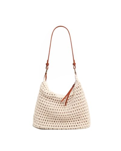 Image of Ulisty Women Small Cotton Crochet String Bag Handwoven Summer Beach Bag Knitted Vacation Shoulder Bag Purse Handbag