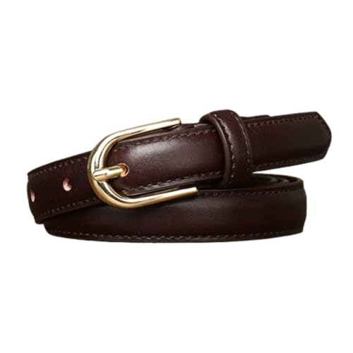 Women 1.8cm Skinny Stitching Leather Belts for Jeans Dress Pants Fashion Ladies Thin Waist Strap with Gold Buckle