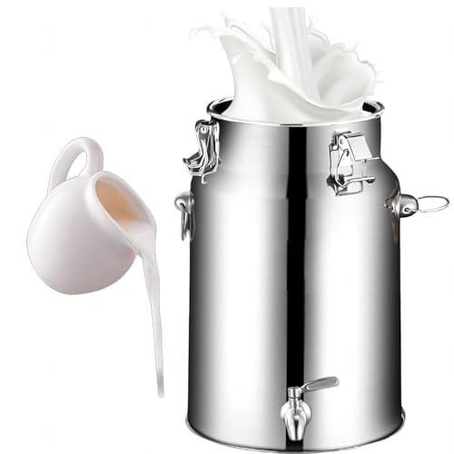 Bidon INOX 20 litres avec Robinet,Bidon a Lait INOX De Transport De Lait De Ferme Bidon De Baratte,Capacity-7L