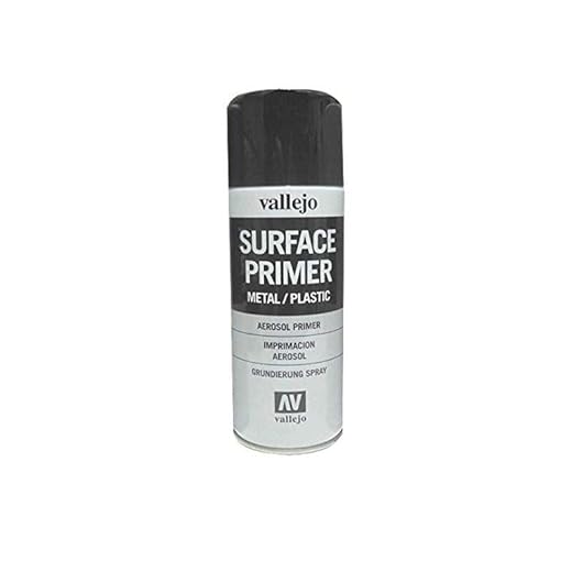 Vallejo 28012. Spray Pintura Imprimacion Negra de grano extrafino, para superficies de plástico o metal
