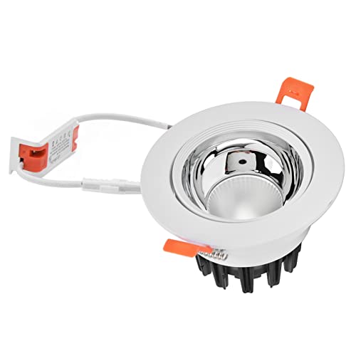 QWUUYEC LED Downlight Empotrable de Aluminio, Ángulo Ajustable, 7W, Luz Blanca 6000K, Corte 95mm, Negro con Copa Dorada - Alta Eficiencia, Ahorro Energético, Ideal para Salón y Dormitori (Taza ligera