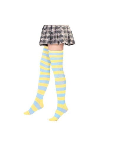Image of Womens Thigh High Socks Athletic Stripe Cute Colorful Over the Knee High Sock Colorful Long Tube Sock