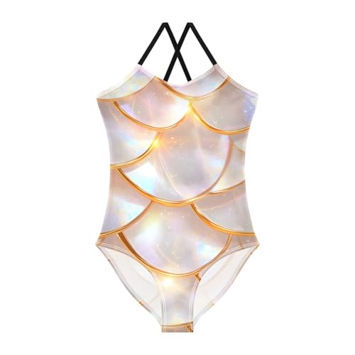 Bolaz Girls Swimsuits One-Piece Bathing Suits Multicolor Kids Sport Summer Beach Swimwear for 3-10 Years Old-Platinum Dragon Scales Pattern