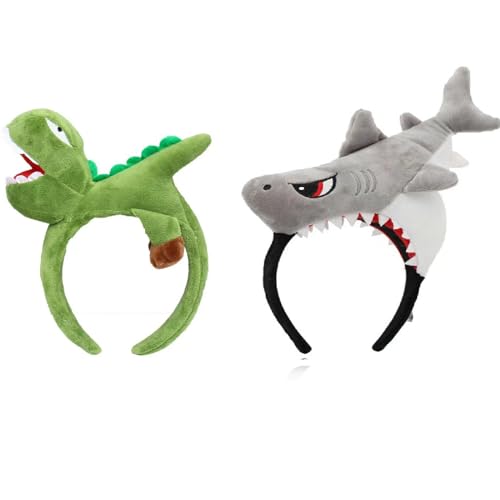 Binaryabc BI-BB3006 Dinosaur Shark Headband Ocean Aninmal Hairband Hair Hoop,Halloween Costume Cosplay Dess Up Accessories,2Pcs cover