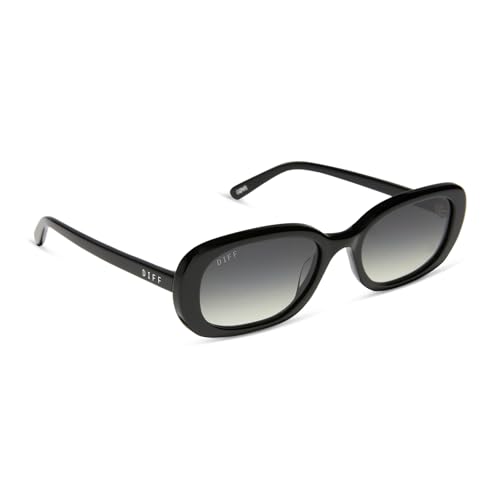 DIFF Aspyn Ovard Cove Oval Sunglasses for Women UV400 Protection, Black + Grey Gradient