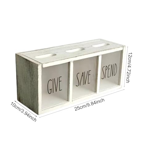 Hucha de madera en blanco envejecido con acabado artesanal para centro de mesa 4