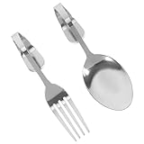MUSISALY Edelstahl Servierbesteck 2 Stück mit Gebogenem Griff Kreativer Meeresfrüchtelöffel und Salatgabel Buffetbesteck für Westliche Küche und Sushi