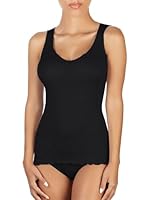 EGI Tanktop für Damen, breite Schultern, Wolle, Seide, Mikroripp, elegante weiche Unterwäsche, Made in Italy, Art. 1492, Schwarz , L/XL