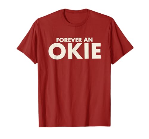 Forever An Okie Okies Oklahoma Native American T-Shirt, Red, Small, Classic Fit, Short Sleeve, Crew Neck, Unisex-Adults, Women
