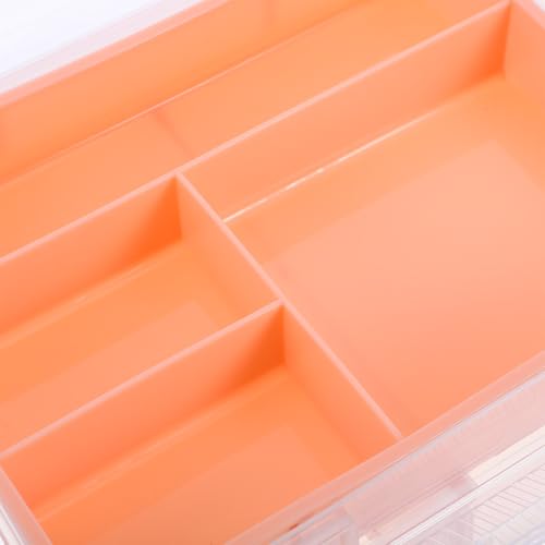 Boîte de rangement plastique compartimentée rose pour organiser le bureau - 4